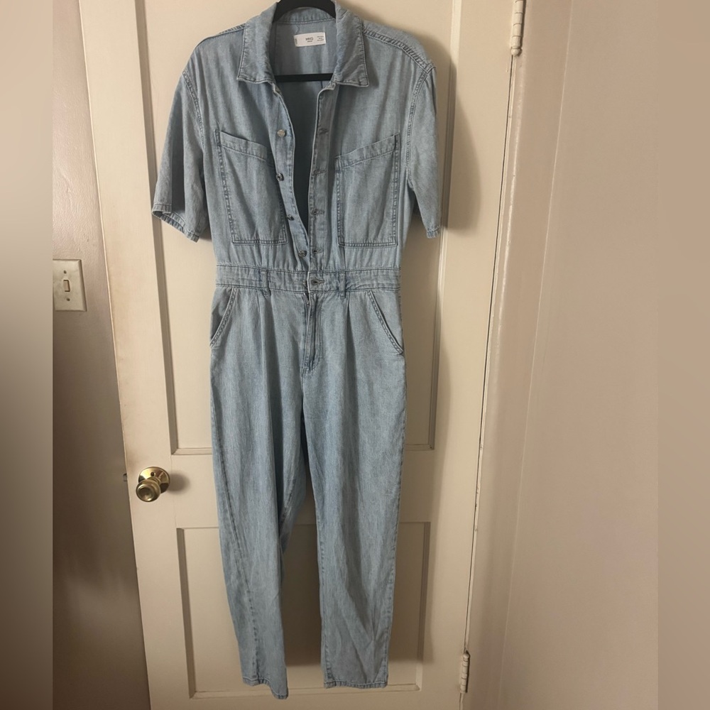 Denim Jumpsuit Cotton Light Blue Wash MNG MANGO Size M